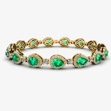Halo Pear Shape 9 Carat Emerald and Diamond Halo Bracelet BRHAPSE HEERA DIAMONDS