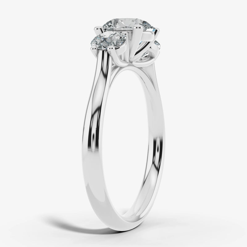 "Harper" Three Stone Round Brilliant Cut Diamond Trilogy Engagement Ring 3SRB51 HEERA DIAMONDS