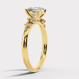 "Haven" 2.50 Carat Oval Cut Diamond Floral Leaf Petals Shoulders Yellow Gold Engagement Ring