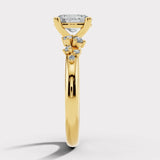 "Haven" 2.50 Carat Oval Cut Diamond Floral Leaf Petals Shoulders Yellow Gold Engagement Ring