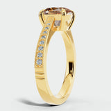 Helen 2 Carat Cushion Cut Cognac/Brown Diamond Pave-set Diamond Band HEERA DIAMONDS