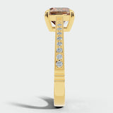 Helen 2 Carat Cushion Cut Cognac/Brown Diamond Pave-set Diamond Band HEERA DIAMONDS