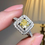 "Holly" Yellow Cushion Cut Halo Diamond Shoulder Engagement Ring DSCC07 HEERA DIAMONDS