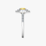"Holly" 1 Carat Yellow Cushion Cut Halo Diamond Shoulder Engagement Ring DSCC07