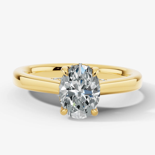 "Honor" 2 Carat Hidden Under Halo Oval Cut Diamond Yellow Gold Engagement Ring UHOC15 HEERA DIAMONDS