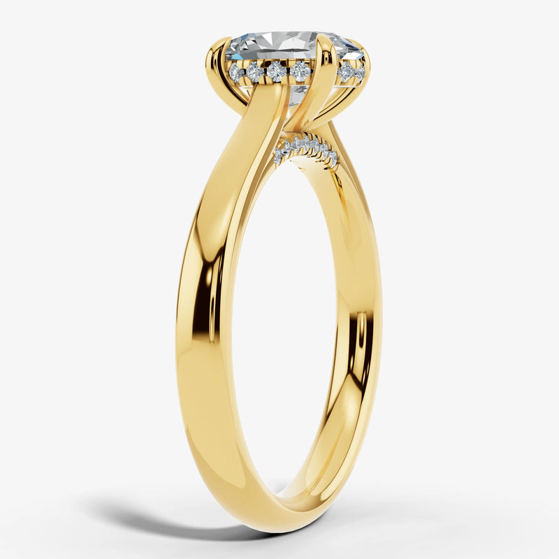 "Honor" 2 Carat Hidden Under Halo Oval Cut Diamond Yellow Gold Engagement Ring UHOC15 HEERA DIAMONDS