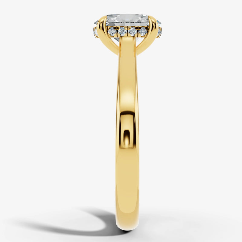 "Honor" 2 Carat Hidden Under Halo Oval Cut Diamond Yellow Gold Engagement Ring UHOC15 HEERA DIAMONDS