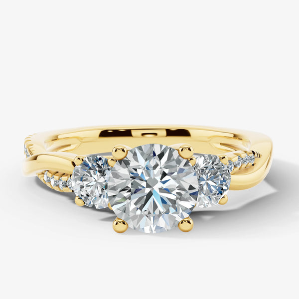 "Hudson" Round Cut 2 Carat Trilogy Diamond Shoulder Engagement Ring 3SRB07 HEERA DIAMONDS