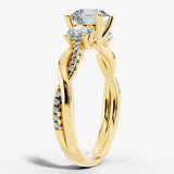 "Hudson" Round Cut 2 Carat Trilogy Diamond Shoulder Engagement Ring 3SRB07 HEERA DIAMONDS