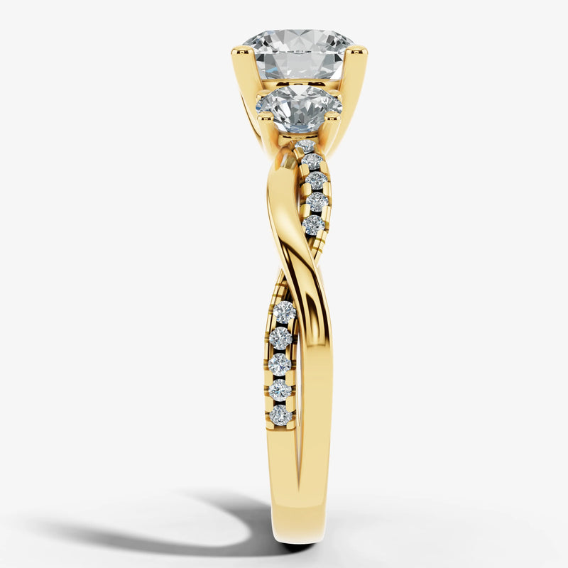 "Hudson" Round Cut 2 Carat Trilogy Diamond Shoulder Engagement Ring 3SRB07 HEERA DIAMONDS