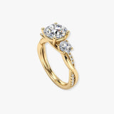 "Hudson" Round Cut 2 Carat Trilogy Diamond Shoulder Engagement Ring 3SRB07