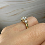 "Hudson" Round Cut 2 Carat Trilogy Diamond Shoulder Engagement Ring Life Style- Side View