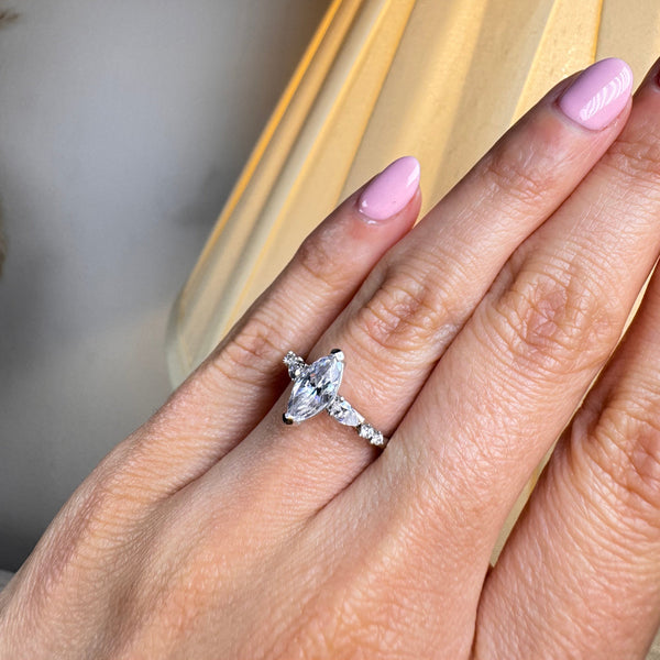 "Jasmine" Marquise Cut 1 Carat Diamond Shoulder Platinum Engagement Ring DSMC05