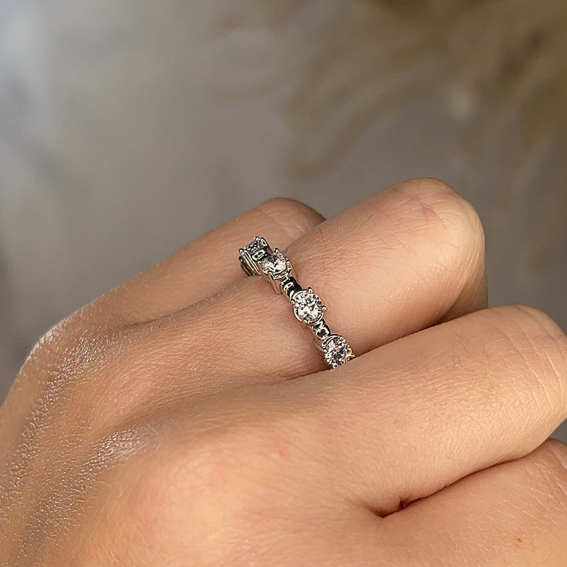 "Arria" Raised Round Brilliant Diamond Half Eternity Ring ET17 - HEERA DIAMONDS