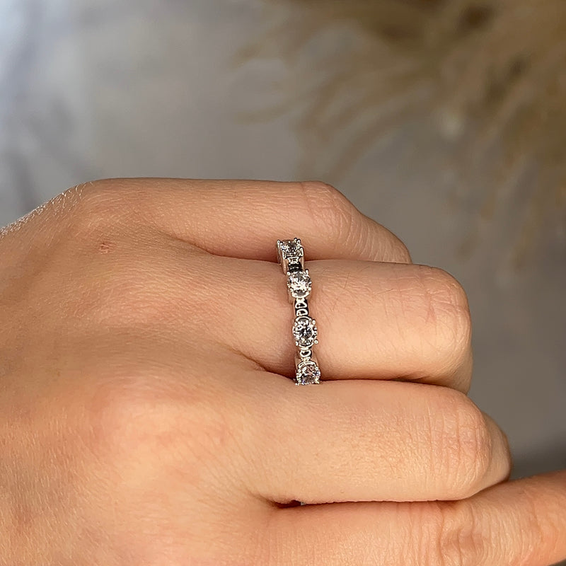 "Arria" Raised Round Brilliant Diamond Half Eternity Ring ET17 - HEERA DIAMONDS