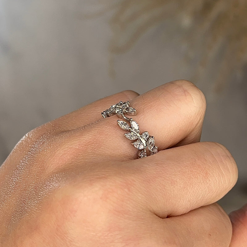 "Wren" Leaf Diamonds and Branch Shaped Open Eternity Ring E58 - HEERA DIAMONDS
