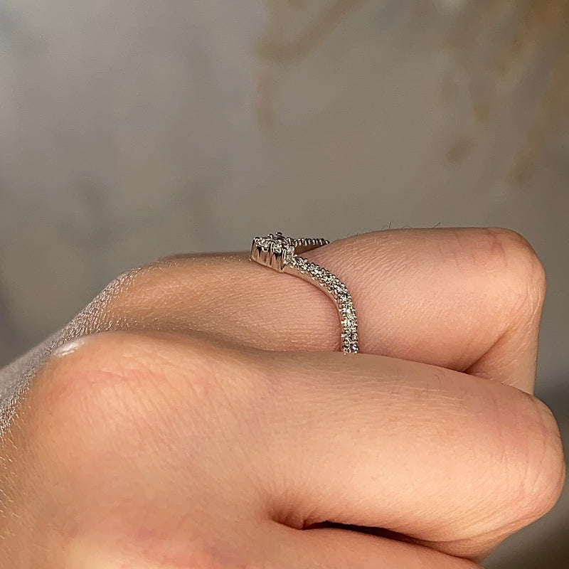 "Eloise" Deep V Shaped Pavé Diamond Eternity Ring ET44 - HEERA DIAMONDS
