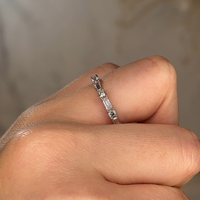 "Lenora" Emerald and Round Brilliant Cut Diamond Eternity Ring ET59 - HEERA DIAMONDS