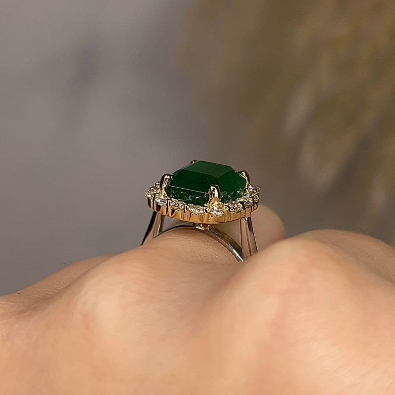 "Riva" Emerald Halo Solitaire Ring - HEERA DIAMONDS