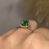 "Aarti" Emerald Halo Pave Ring - HEERA DIAMONDS