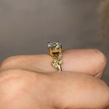 "Penelope" Floral Leaf Foliage Round Brilliant Cut Diamond Engagement Ring - HEERA DIAMONDS
