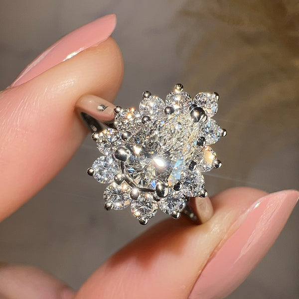 "Chelsea" Star Halo Pear Cut Diamond Engagement Ring - HEERA DIAMONDS