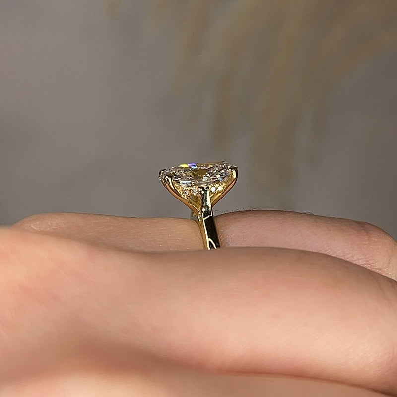 "Addison" Hidden Under Halo Oval Cut Diamond Yellow Gold Engagement Ring - HEERA DIAMONDS