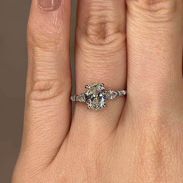 "Arianna" Oval Cut Diamond Shoulders Engagement Ring - HEERA DIAMONDS
