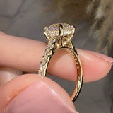 "Kyra" Under Hidden Halo Round Brilliant Cut Diamond Shoulders Engagement Ring - HEERA DIAMONDS
