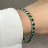 Round Brilliant Diamond and Emerald 4 Claw Bracelet BRDE45345 - HEERA DIAMONDS