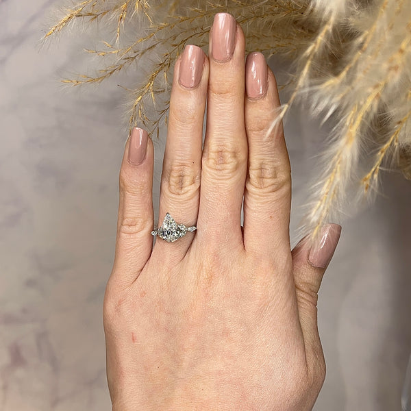 "Layla" Pear Centre Diamond with Marquise Cut Diamond Petals Engagement Ring - HEERA DIAMONDS