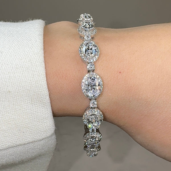 Oval Shape Halo 9 Carat Diamond Bracelet BRHAOC - HEERA DIAMONDS