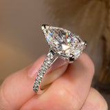 "Bambi" Pear Cut Diamond Shoulders Engagement Ring - HEERA DIAMONDS