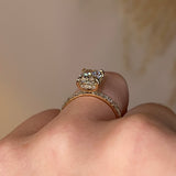 "Grace" Hidden Under Halo 4 Carat Elongated Cushion Cut Diamond Yellow Gold Engagement Ring - HEERA DIAMONDS