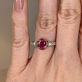 "Piper" Fuchsia Pink Oval Cut Diamond Shoulders Engagement Ring - HEERA DIAMONDS