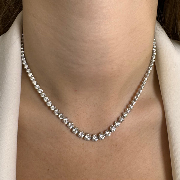 Round Brilliant Cut Graduating Diamond Half Illusion Set Necklace NE210021 - HEERA DIAMONDS