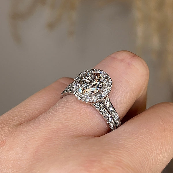 "Veronica" 1.75 Carat Oval Cut Diamond Matching Bridal Set Eternity Engagement Ring - HEERA DIAMONDS