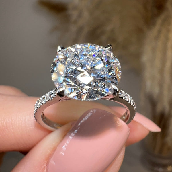 "Solace" 2.50 Carat Round Brilliant Cut Diamond Shoulders Platinum Engagement Ring - HEERA DIAMONDS