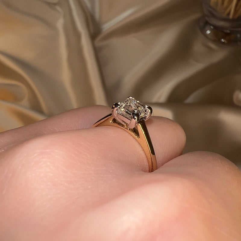 "Brooke" 2.50 Carat Solitaire Princess Cut Diamond Platinum Prongs Yellow Gold Band Engagement Ring - HEERA DIAMONDS