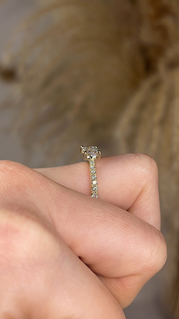 "Dory" Emerald Cut 1.5 Carat Diamond Shoulder Engagement Ring