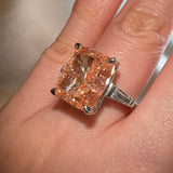 "Cali" Trilogy Pink Elongated Cushion Cut Lab Diamond Tapered Shoulder Engagement Ring - HEERA DIAMONDS