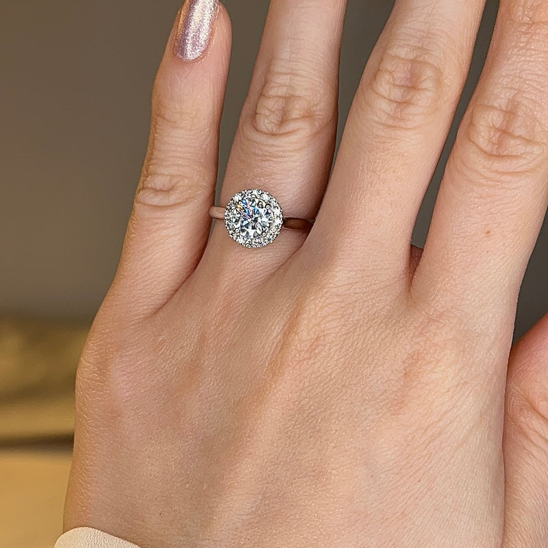 "Venus" Halo Round Brilliant Cut Diamond Engagement Ring HARB18 - HEERA DIAMONDS