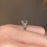 "Ivy" Three Stone Round Brilliant Cut with Pear Cut Diamond Trilogy Engagement Ring 3SRB11 - HEERA DIAMONDS