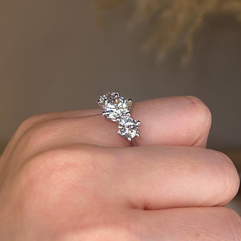 "Piper" Three Stone Round Brilliant Cut Diamond Trilogy Engagement Ring 3SRB52 - HEERA DIAMONDS