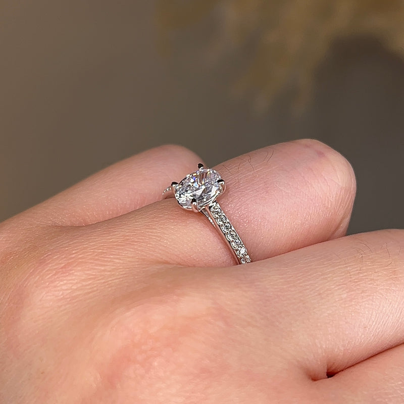 "Vivien" Oval Cut Diamond Channel Set Diamond Shoulder Engagement Ring DSOC09 - HEERA DIAMONDS