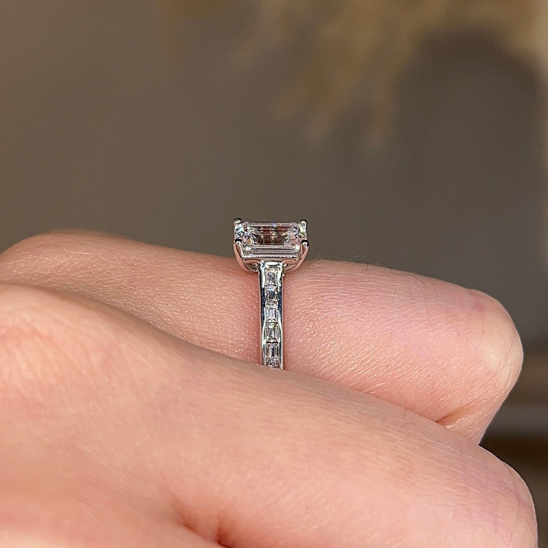 "Elara" Emerald Cut Diamond Horizontal Baguette Diamond Shoulder DSEC02 - HEERA DIAMONDS