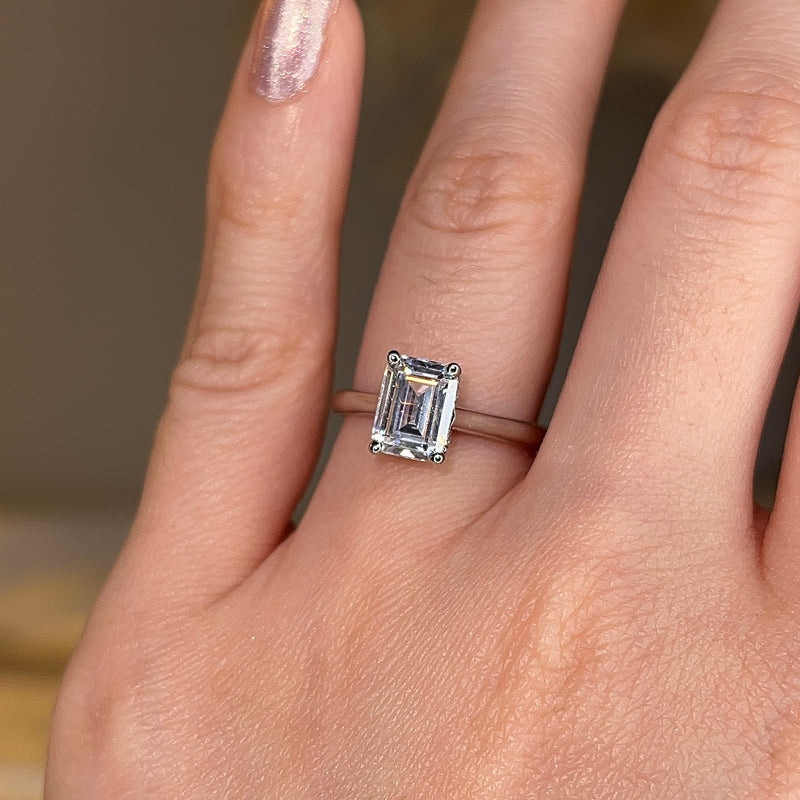 "Nina" Emerald Cut Diamond Hidden Under Halo Engagement Ring UHEC01 - HEERA DIAMONDS