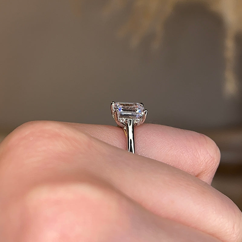 "Nina" Emerald Cut Diamond Hidden Under Halo Engagement Ring UHEC01 - HEERA DIAMONDS