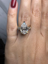 "Elizabeth" Three stone Pear Shape Diamond Trilogy Matching Bridal Set Engagement Ring