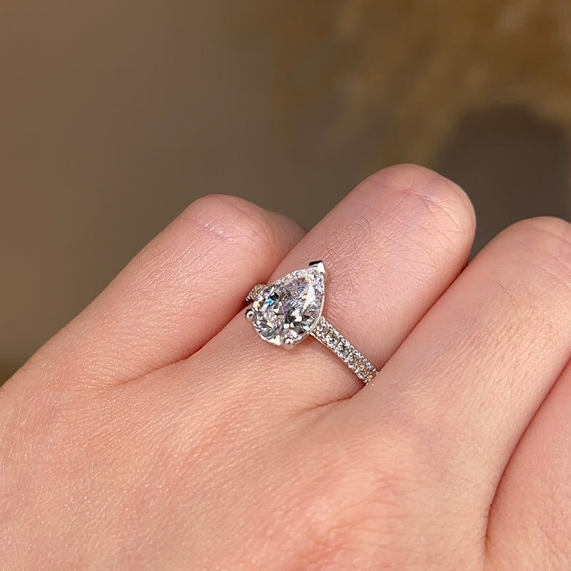 "Rayen" Pear Cut Diamond Grain Set Diamond Engagement Ring DSPS05 - HEERA DIAMONDS